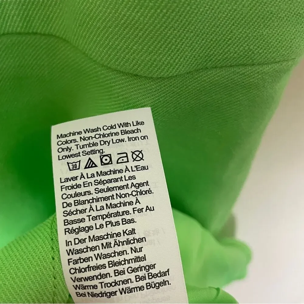 J. Crew Lime Green V-neck Midi Dress Puff Sleeve Linen Blend NWT Sz 4